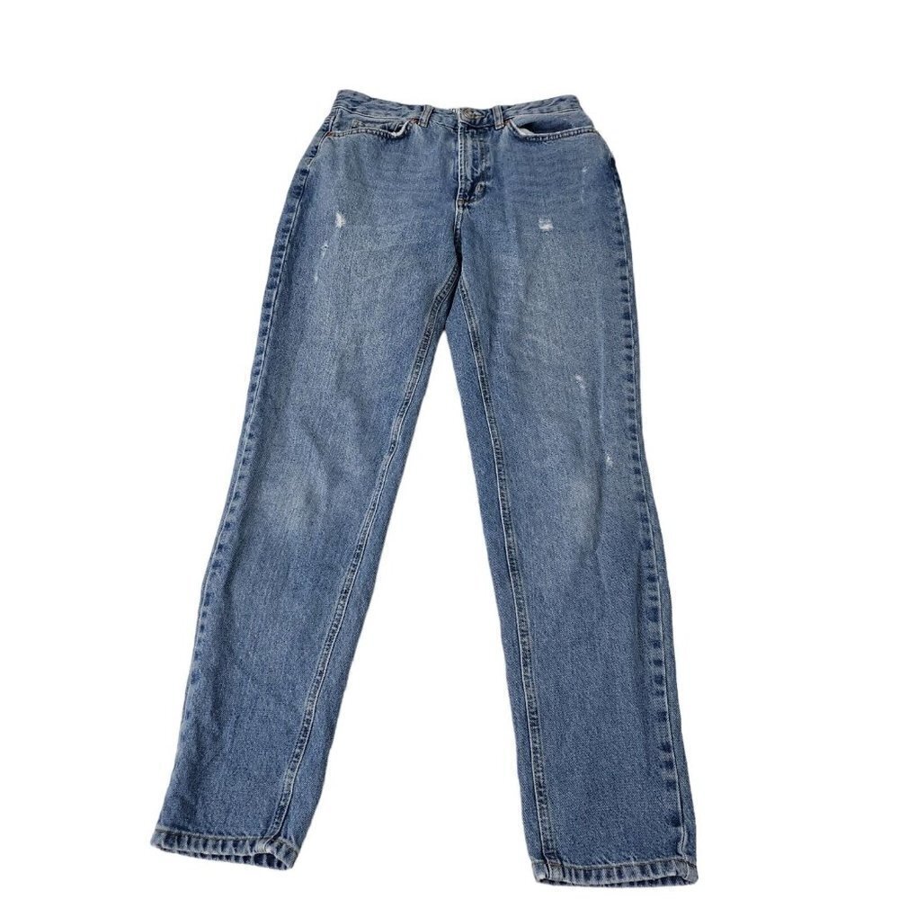 BDG Urban Outfitters Mom Jeans 27 Blue High-Rise Tapered Leg Distressed